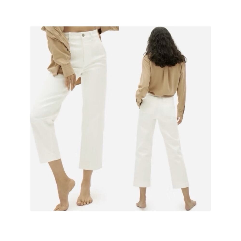 Everlane Straight Leg Cropped Pants Women 6 Bone White - Picture 2 of 12